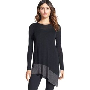Eileen Fisher Tunic Top Womens Size Petite Large Metallic Border Asymmetrical